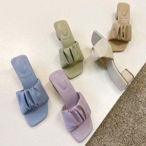 Sage green scrunch heel sandals